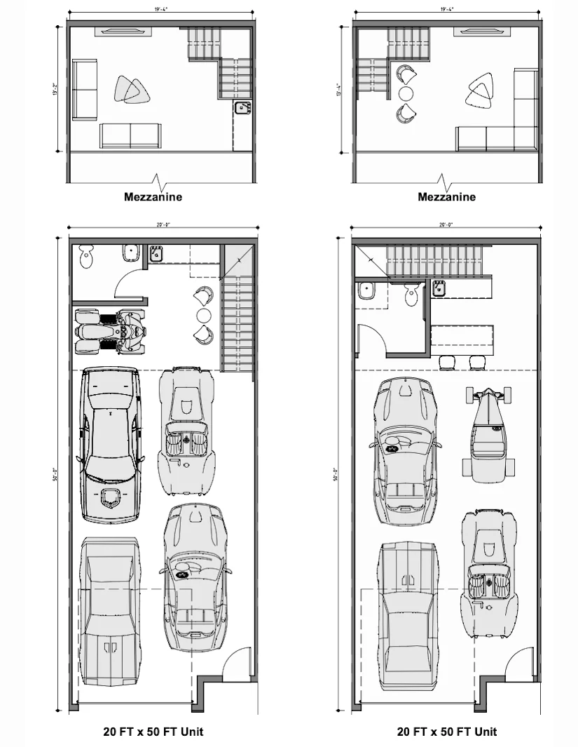 Charleston Toy Box condominium 20' x 50' layout and options